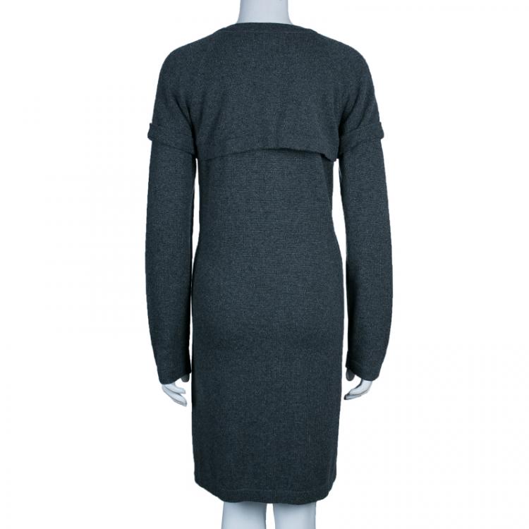 Pre Owned Chanel Grey Long Knit Cardigan M