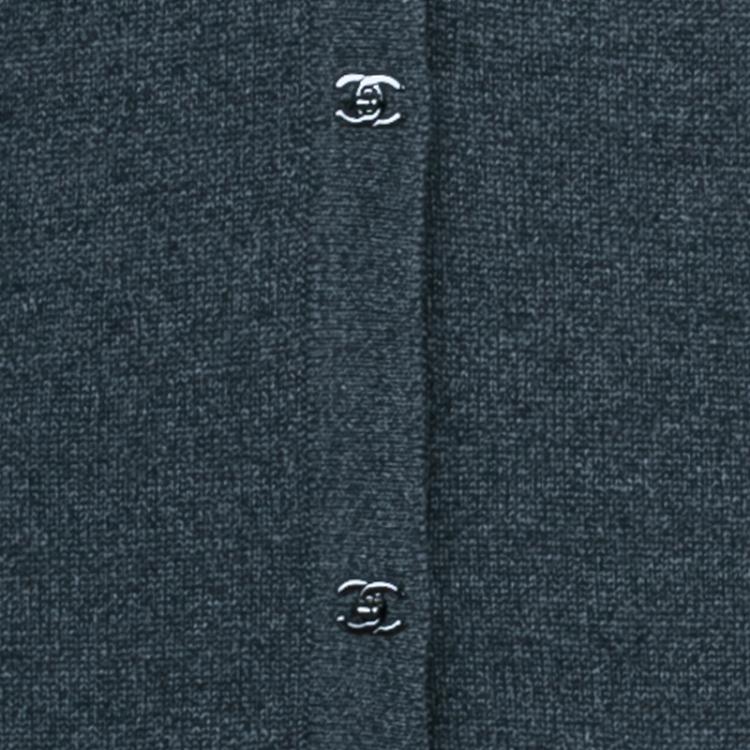 Pre Owned Chanel Grey Long Knit Cardigan M