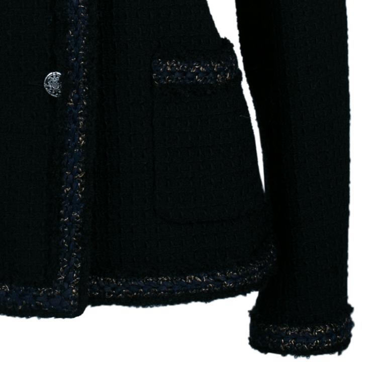 Pre Owned Chanel Black Metallic Trim Jacket M
