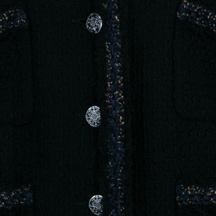 Pre Owned Chanel Black Metallic Trim Jacket M