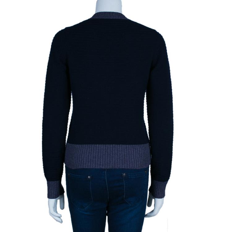 مملوكة مسبقًا Chanel Navy Blue Cardigan M