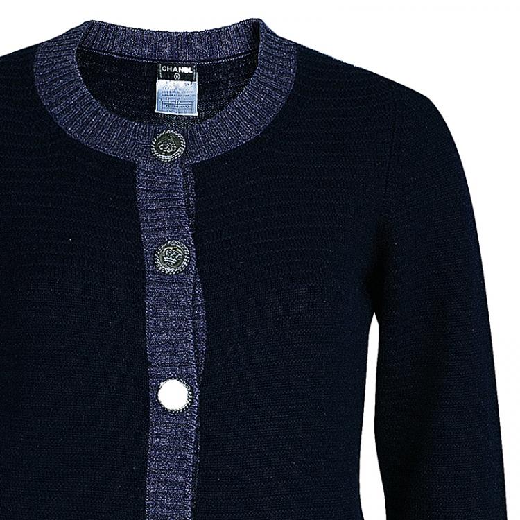مملوكة مسبقًا Chanel Navy Blue Cardigan M