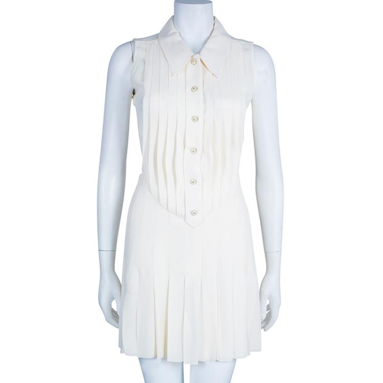 Chanel Off-white Sleeveless Dress S Chanel