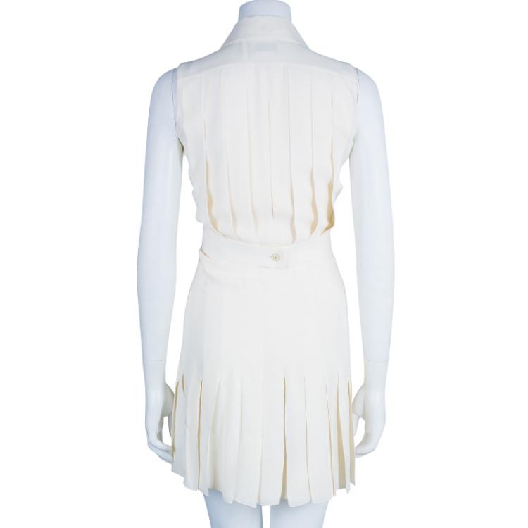 Pre Owned Chanel Off-white Sleeveless Dress S