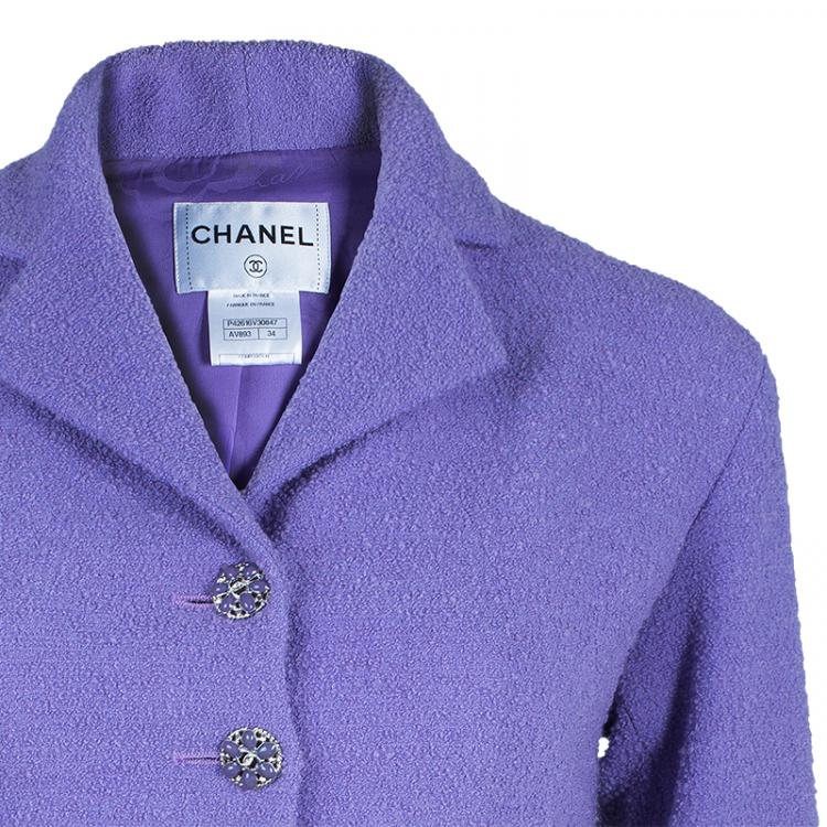 Pre Owned Chanel Lavender Tweed Jacket S