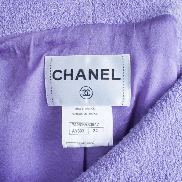 Pre Owned Chanel Lavender Tweed Jacket S