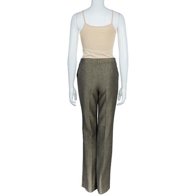 Pre Owned Chanel Metallic Herringbone Trousers Size M