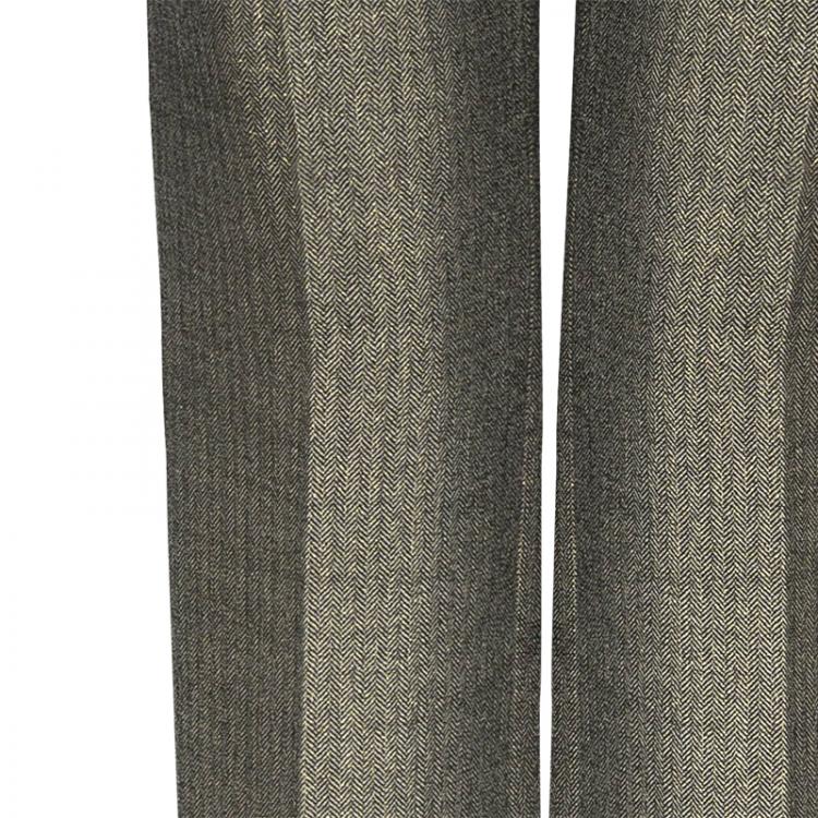 Pre Owned Chanel Metallic Herringbone Trousers Size M