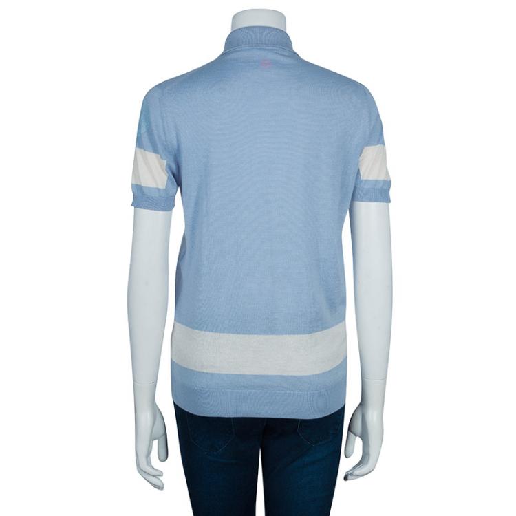Pre Owned Chanel Light Blue Polo Shirt