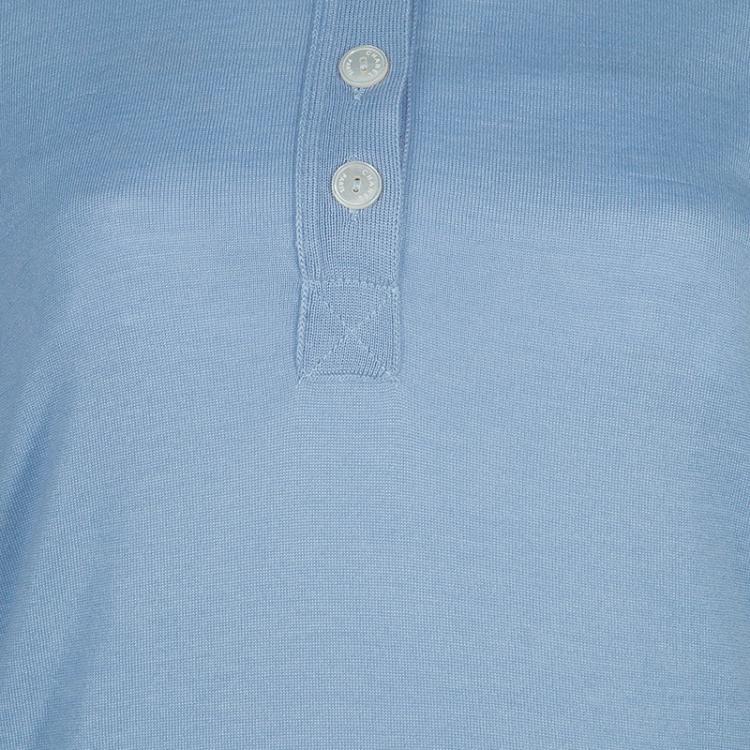 Pre Owned Chanel Light Blue Polo Shirt