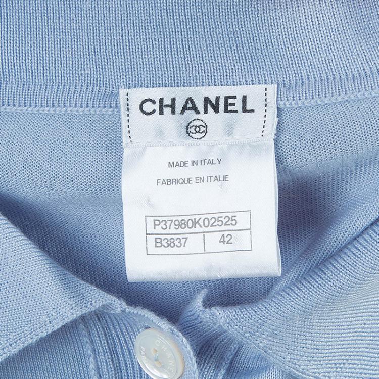 Pre Owned Chanel Light Blue Polo Shirt