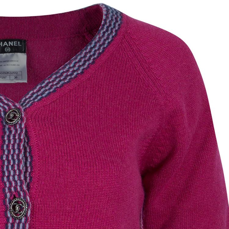 Pre Owned Chanel Pink  Crop Cardigan M