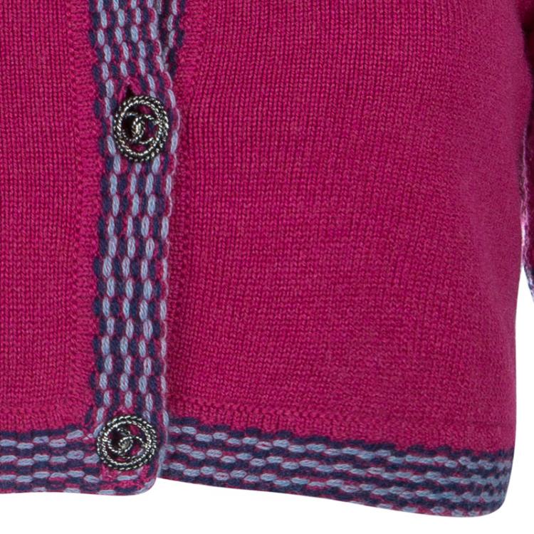 Pre Owned Chanel Pink  Crop Cardigan M