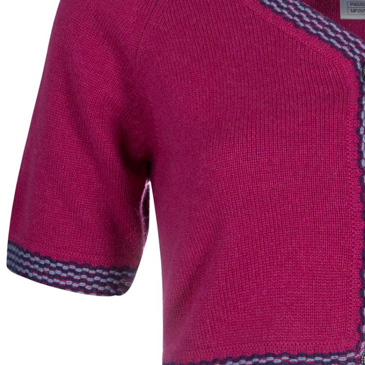 Pre Owned Chanel Pink  Crop Cardigan M