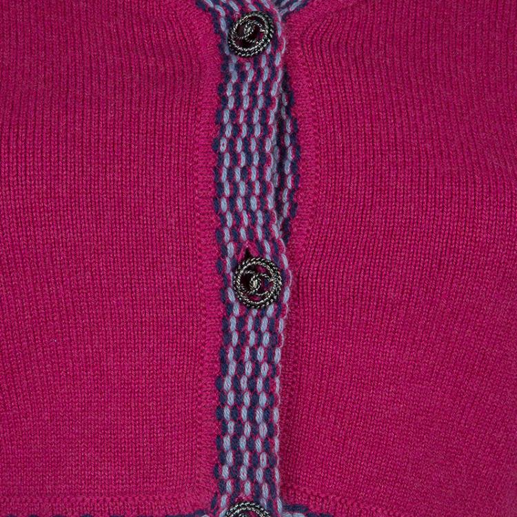 Pre Owned Chanel Pink  Crop Cardigan M