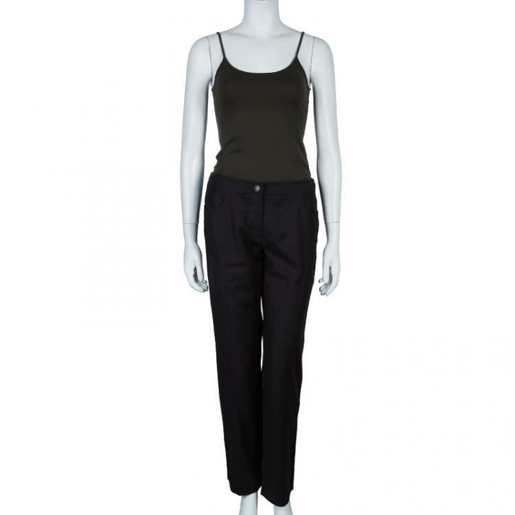 Pre Owned Chanel Brown Wool Trousers L