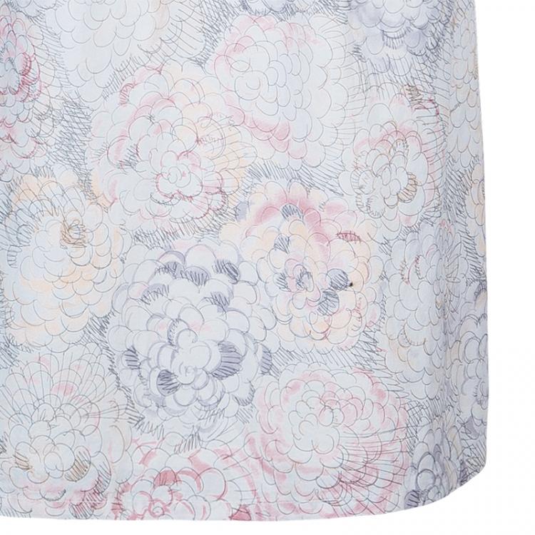 Pre Owned Chanel Floral Drawstring Waist Dress M
