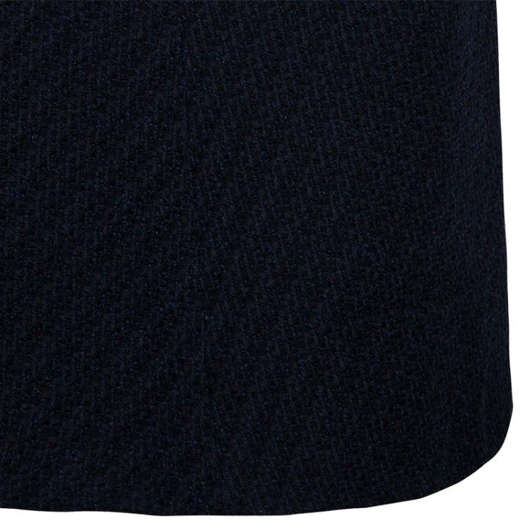 Pre Owned Chanel Midnight Blue Embellished Top And Tweed Skirt Set L