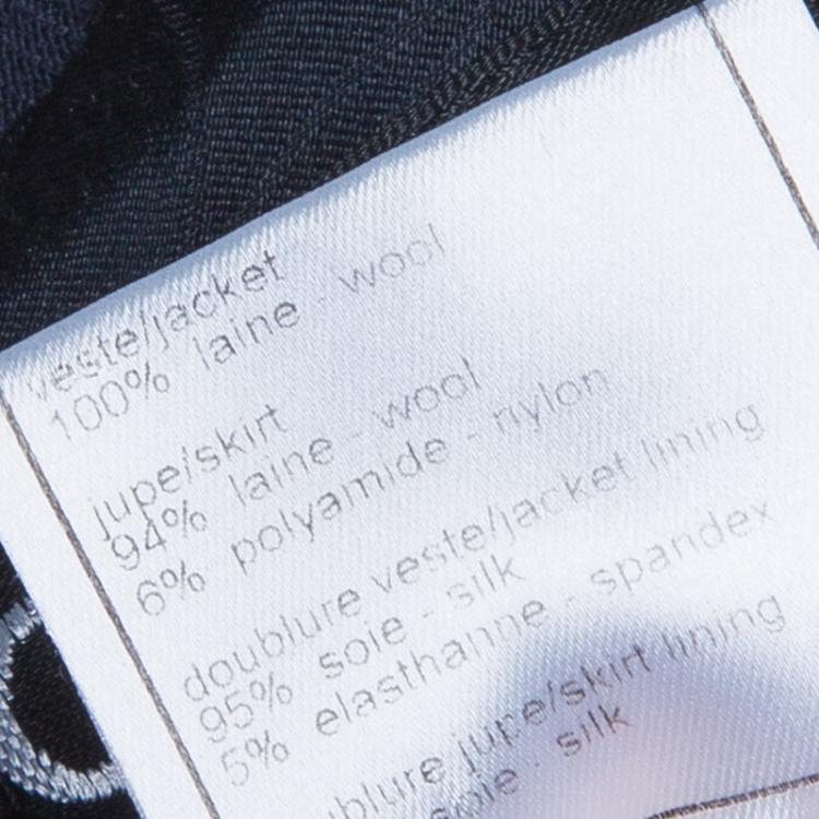 Pre Owned Chanel Midnight Blue Embellished Top And Tweed Skirt Set L