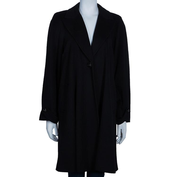 Pre Owned Chanel Black Cashmere Long Coat L