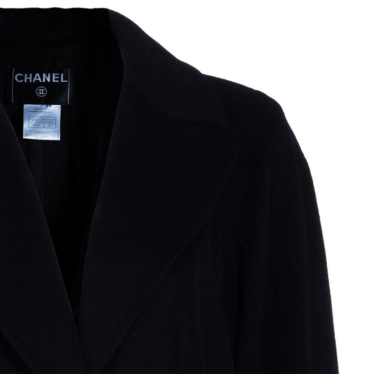 Pre Owned Chanel Black Cashmere Long Coat L