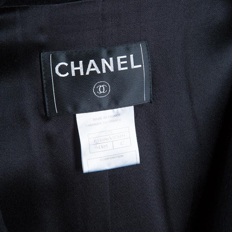 Pre Owned Chanel Black Cashmere Long Coat L