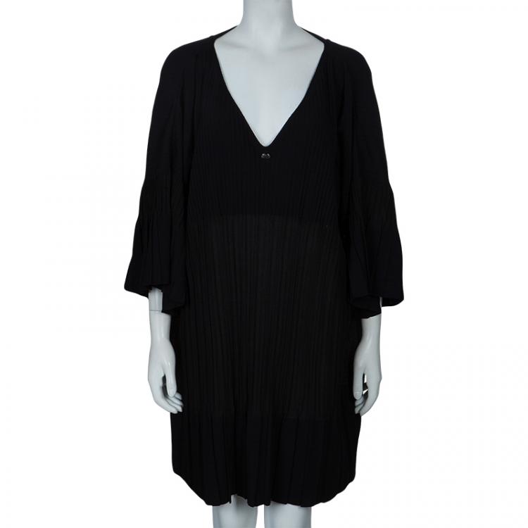 Pre Owned Chanel Black Knit Oversized Dress M