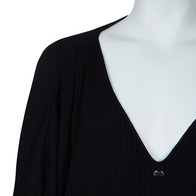 Pre Owned Chanel Black Knit Oversized Dress M