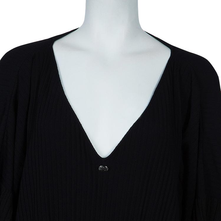 Pre Owned Chanel Black Knit Oversized Dress M