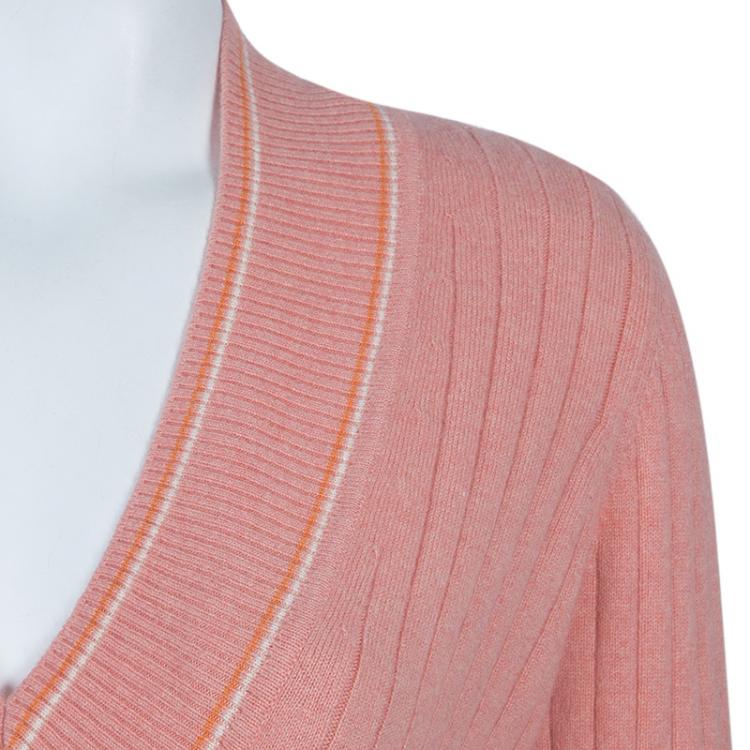 Pre Owned Chanel Pink V Neck Sweater M