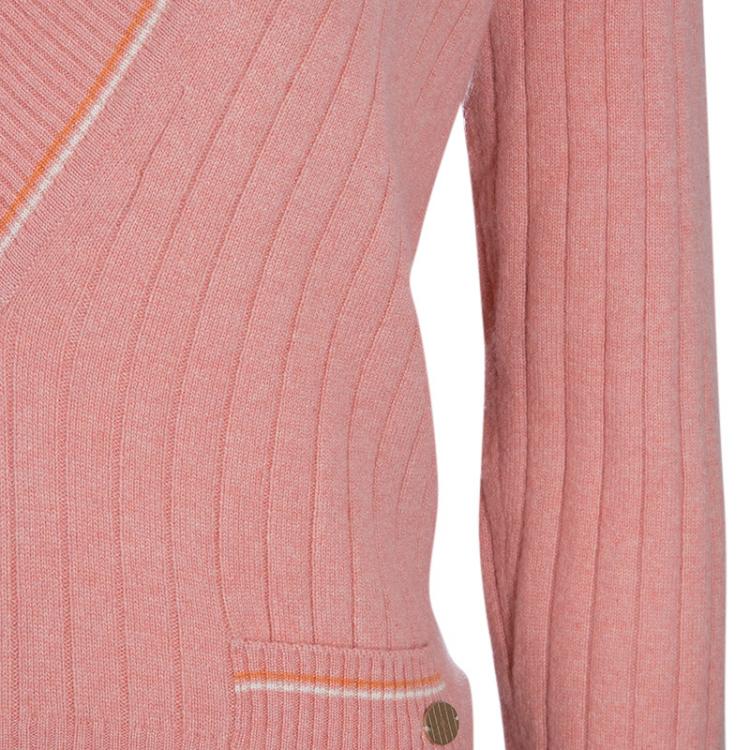Pre Owned Chanel Pink V Neck Sweater M