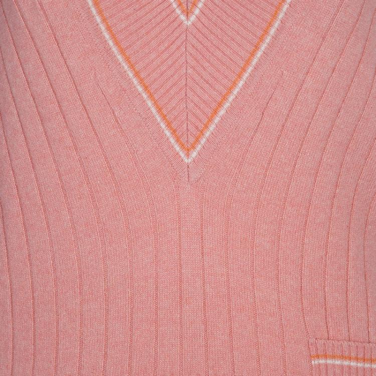 Pre Owned Chanel Pink V Neck Sweater M