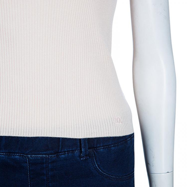 Pre Owned Chanel Light Pink Ribbed Top S