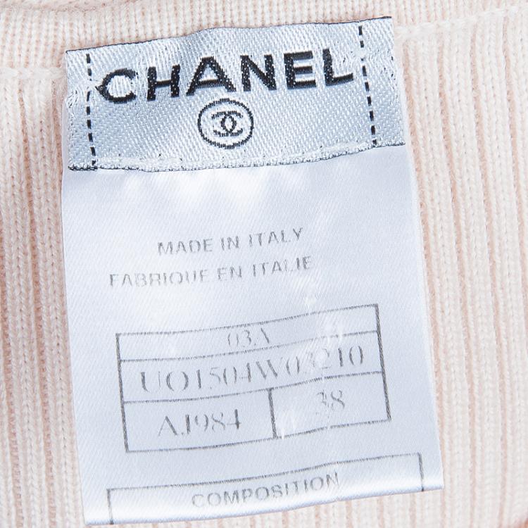 Pre Owned Chanel Light Pink Ribbed Top S