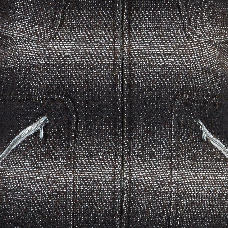 Pre Owned Chanel Wool Plaid Fur Collar Jacket M