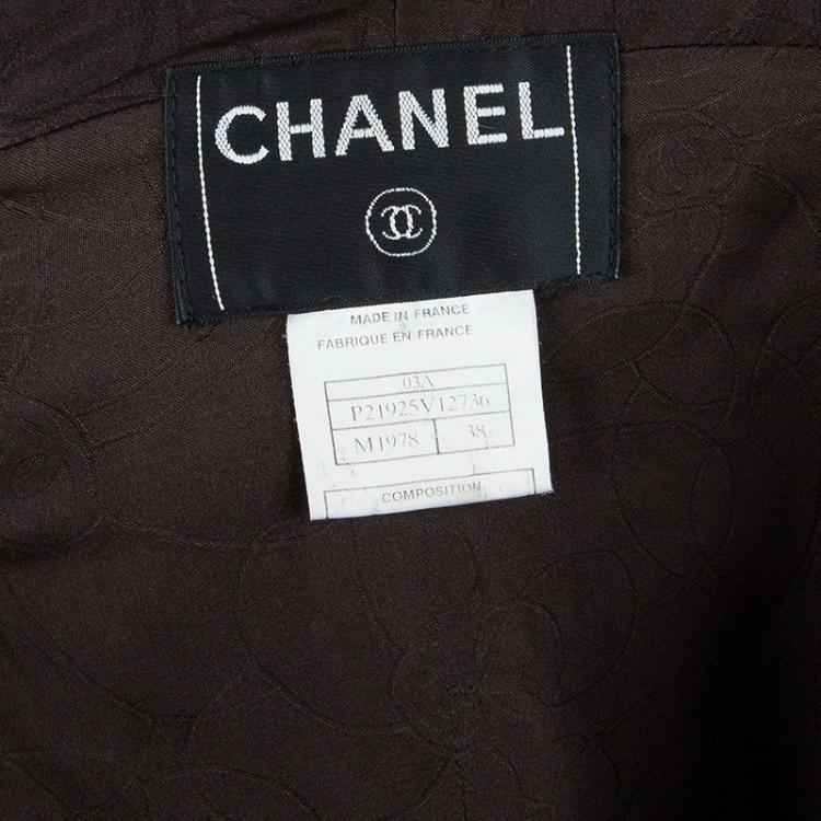 Pre Owned Chanel Wool Plaid Fur Collar Jacket M