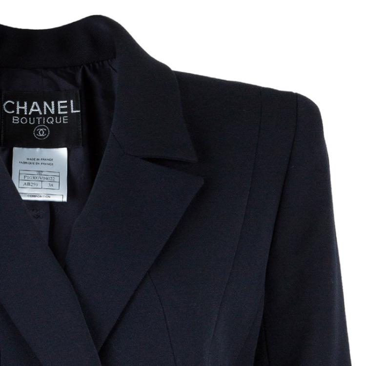 Pre Owned Chanel Navy Blue Tailored Blazer M