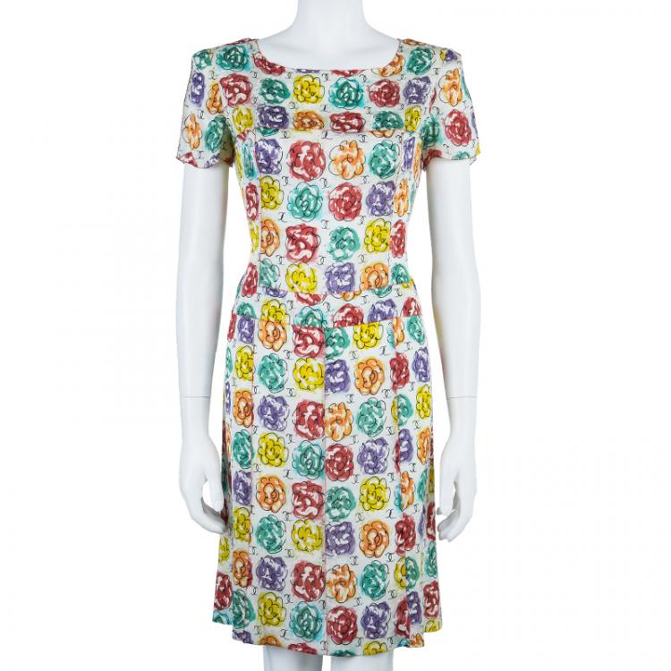 Chanel Multicolor Floral Printed Dress M Chanel