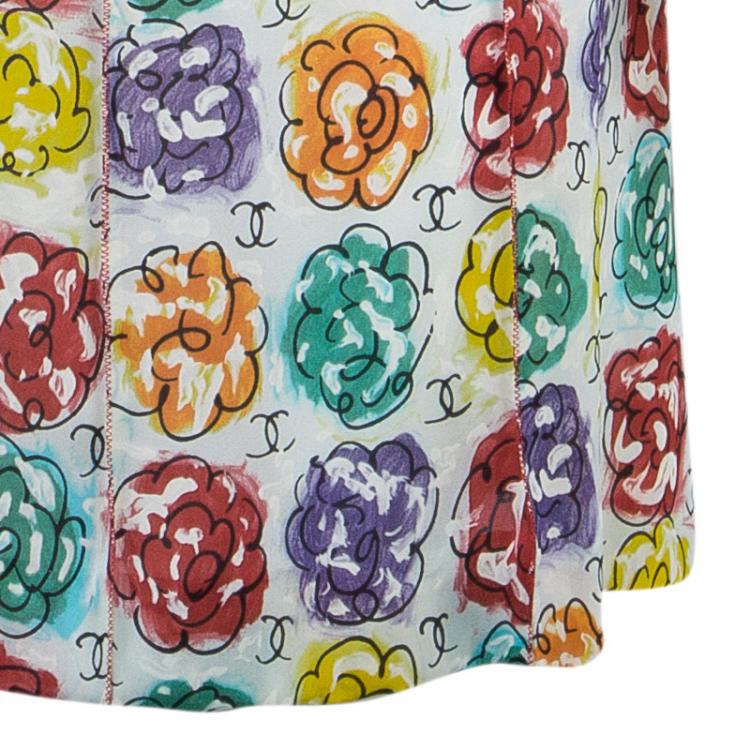 Pre Owned Chanel Multicolor Floral Printed Dress M