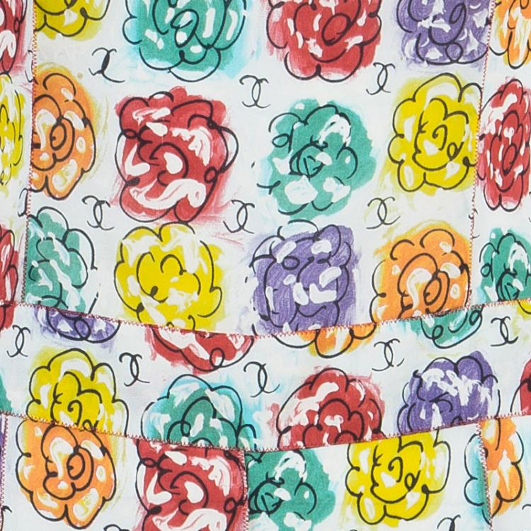 Pre Owned Chanel Multicolor Floral Printed Dress M