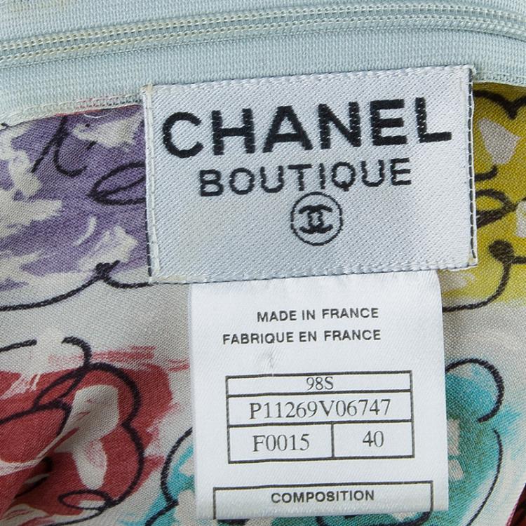 Pre Owned Chanel Multicolor Floral Printed Dress M