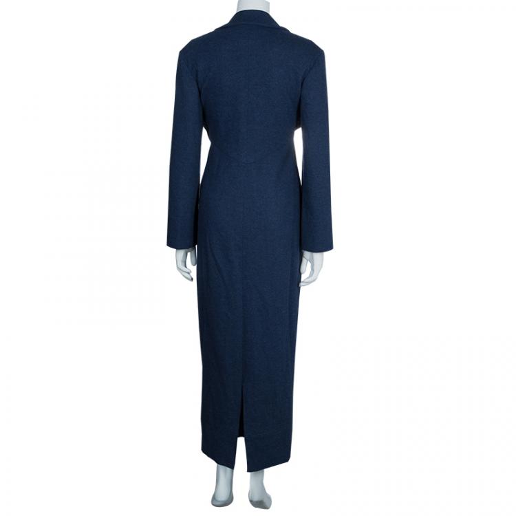 Pre Owned Chanel Navy Wool Coat Dress M