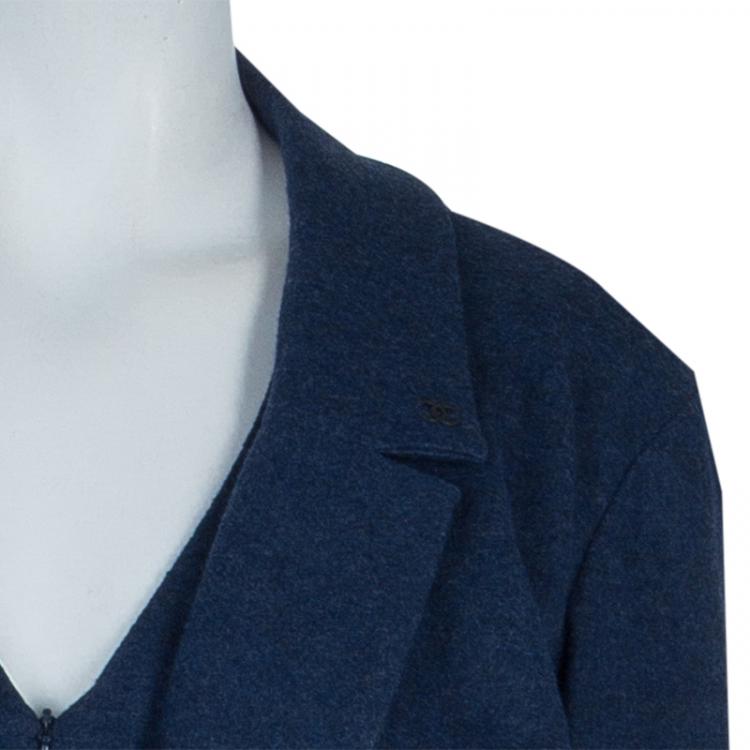 Pre Owned Chanel Navy Wool Coat Dress M