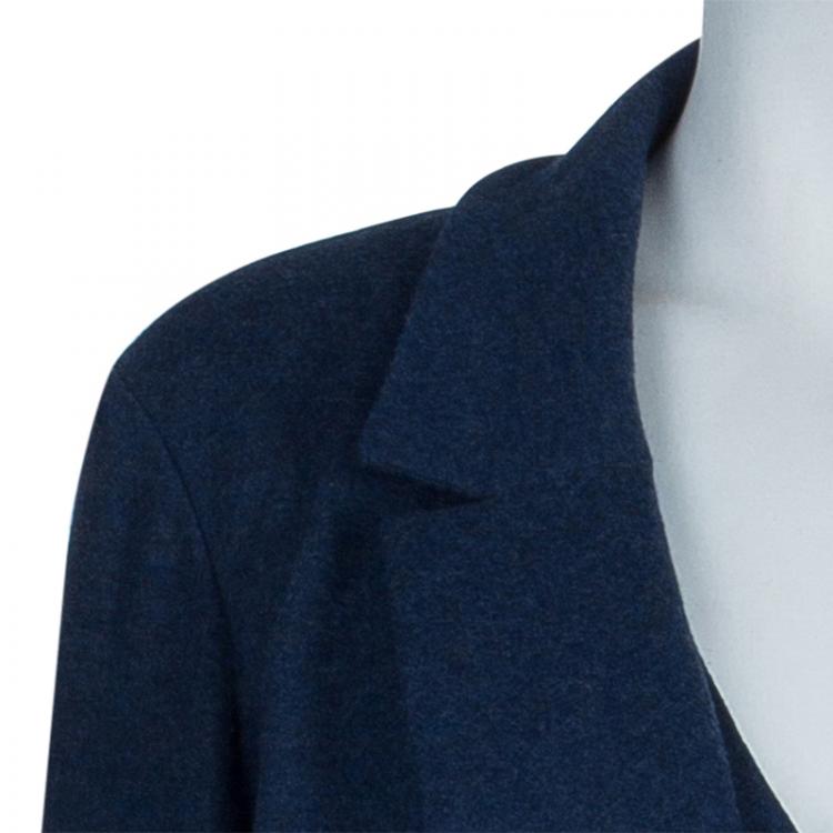 Pre Owned Chanel Navy Wool Coat Dress M