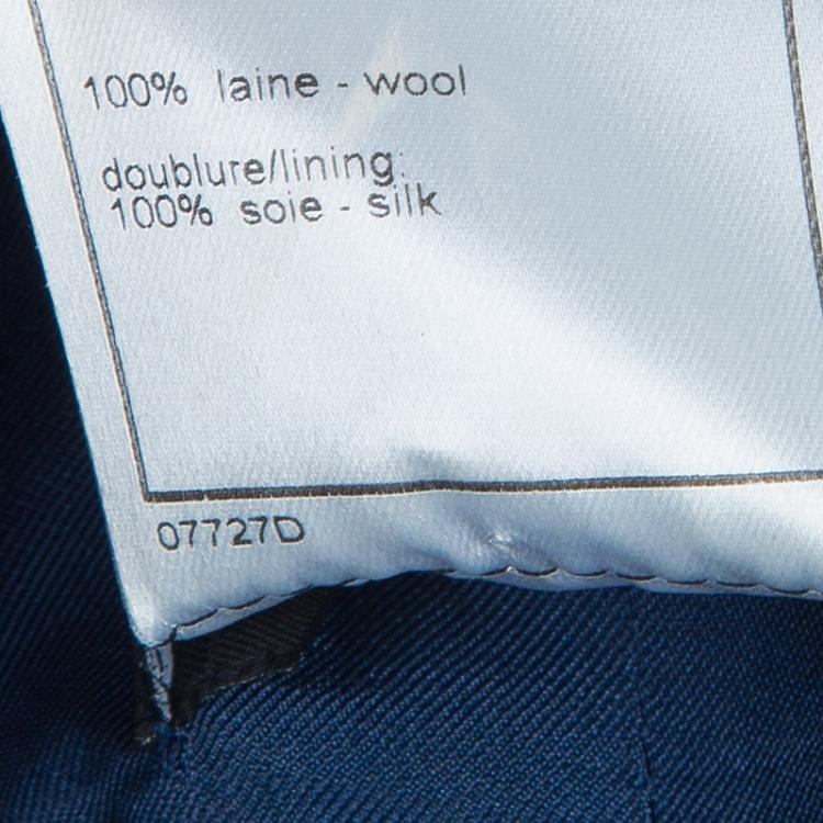Pre Owned Chanel Navy Wool Coat Dress M