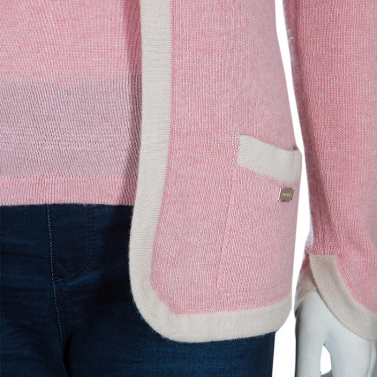 Pre Owned Chanel Pink Cashmere Cardigan Twin Set S