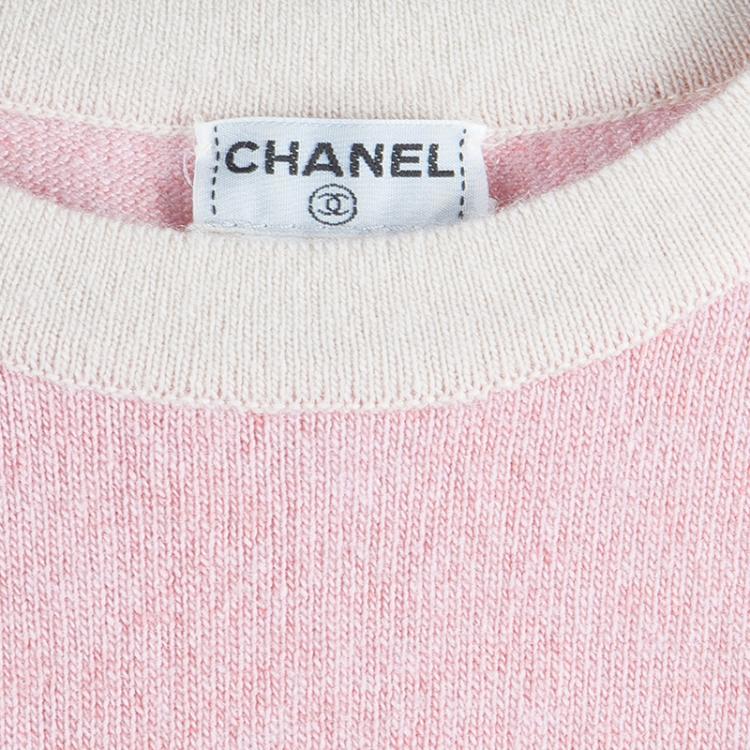 Pre Owned Chanel Pink Cashmere Cardigan Twin Set S