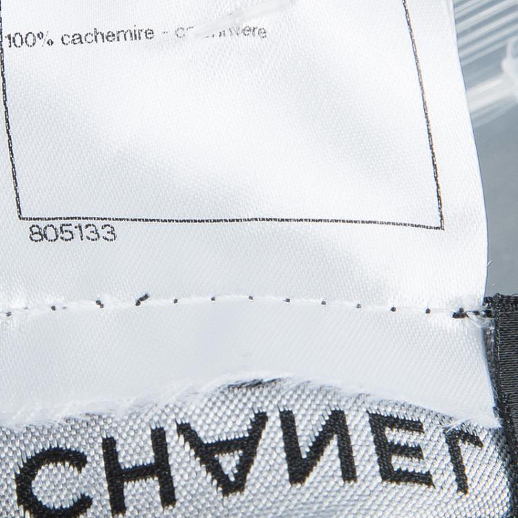 Pre Owned Chanel Black Chenille Embroidered Cashmere Cardigan M