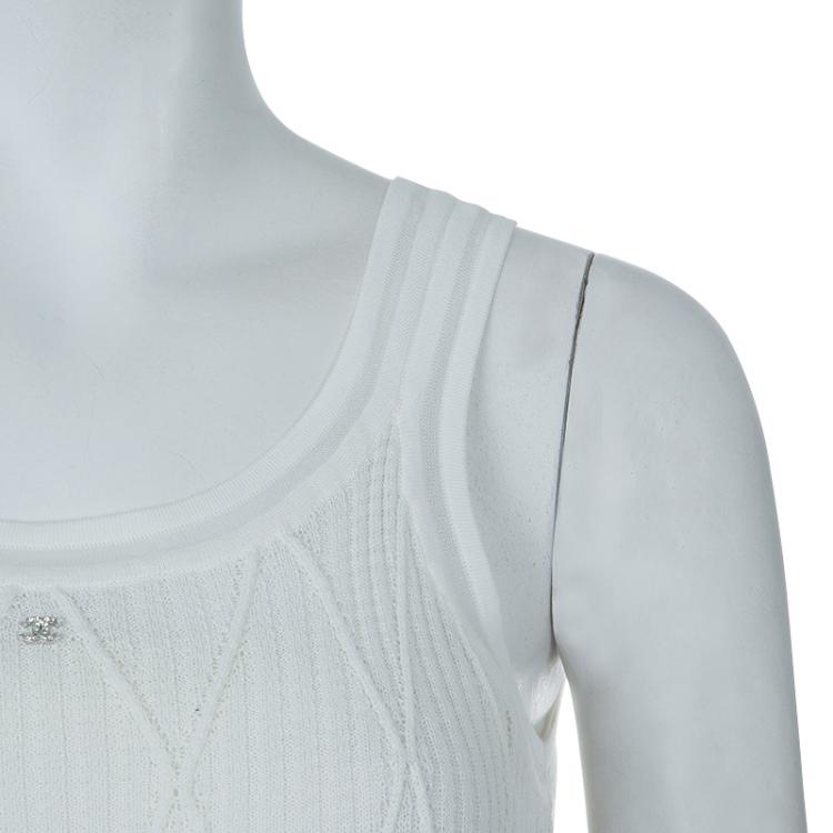 Pre Owned Chanel White Knit Tank Top S