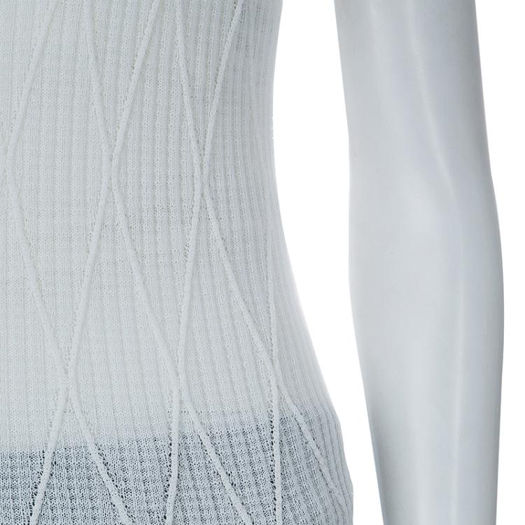 Pre Owned Chanel White Knit Tank Top S